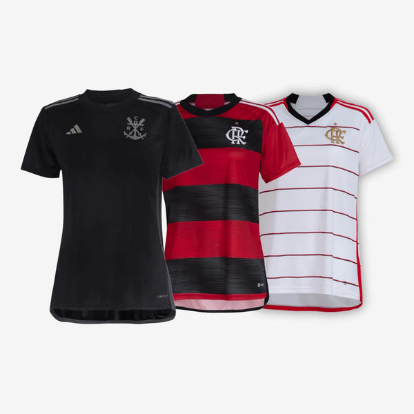 Kit 3 Camisas Flamengo 23/24 I, II e III + Brinde Exclusivo